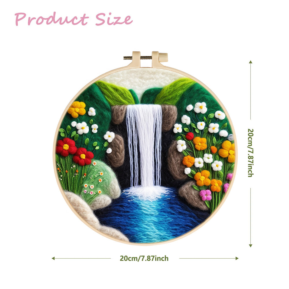 Green Hills Framing Flowing Waterfall Wool Needle Felting Painting Kit