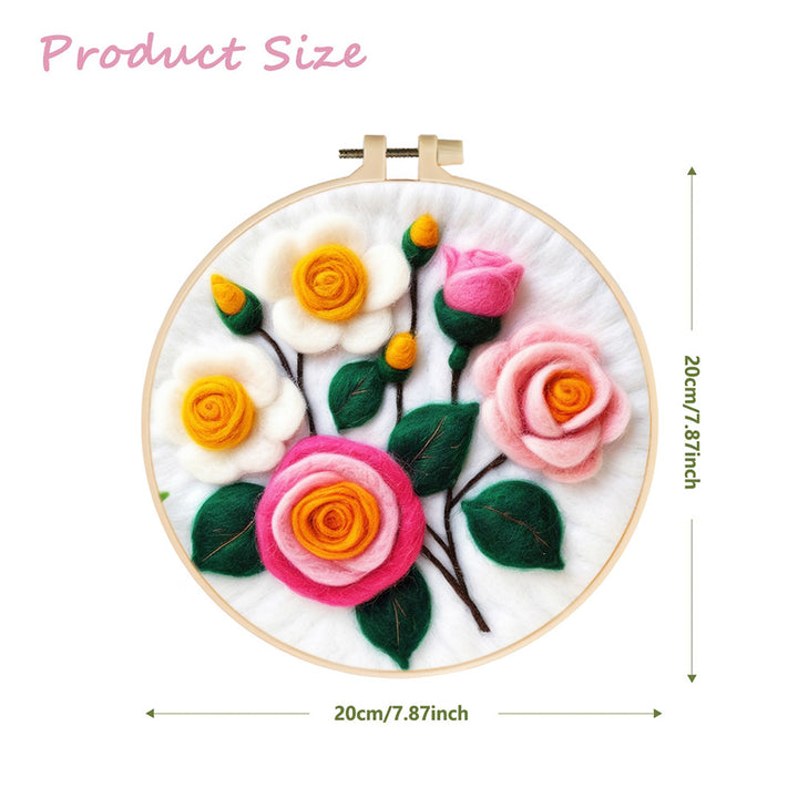 Pink and Yellow Roses Wool Needle Felting Painting Kit