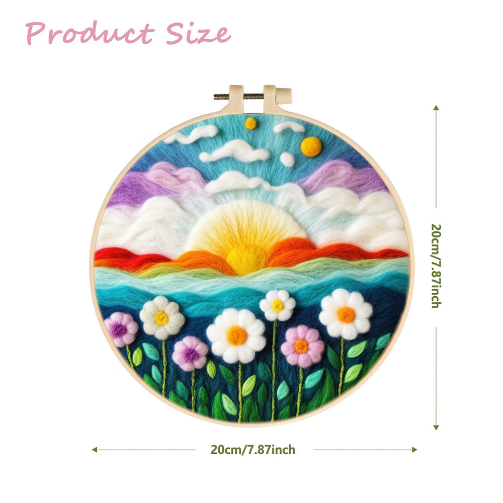 Colorful Clouds and Flowers Wool Needle Felting Painting Kit