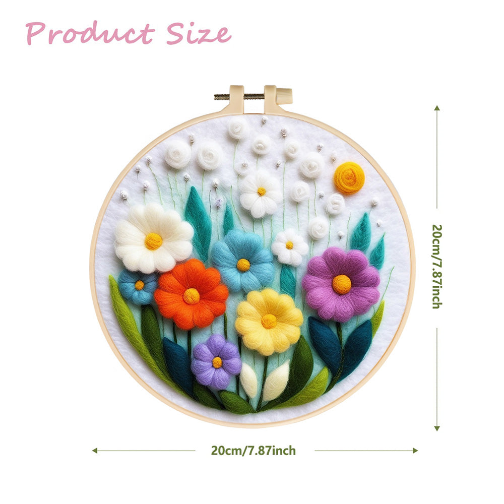 Lush Colorful Wildflowers Wool Needle Felting Painting Kit
