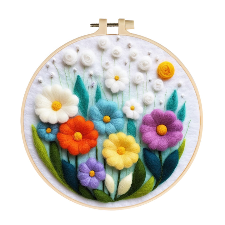 Lush Colorful Wildflowers Wool Needle Felting Painting Kit