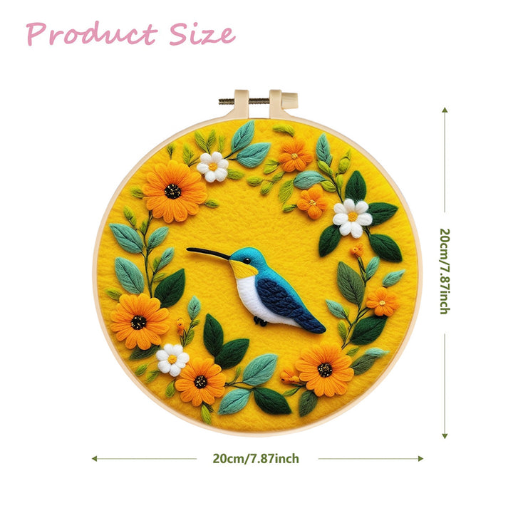 Charming Bird Within Flower Wreath Wool Needle Felting Painting Kit