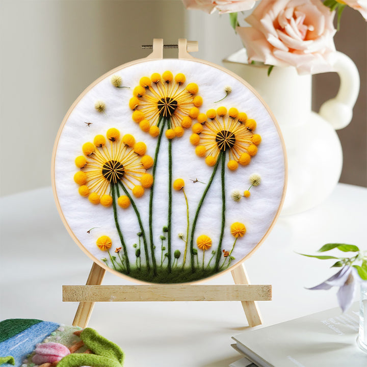 Yellow Dandelion Wool Needle Felting Painting Kit