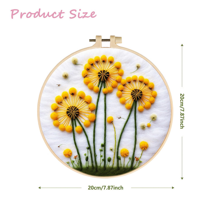 Yellow Dandelion Wool Needle Felting Painting Kit