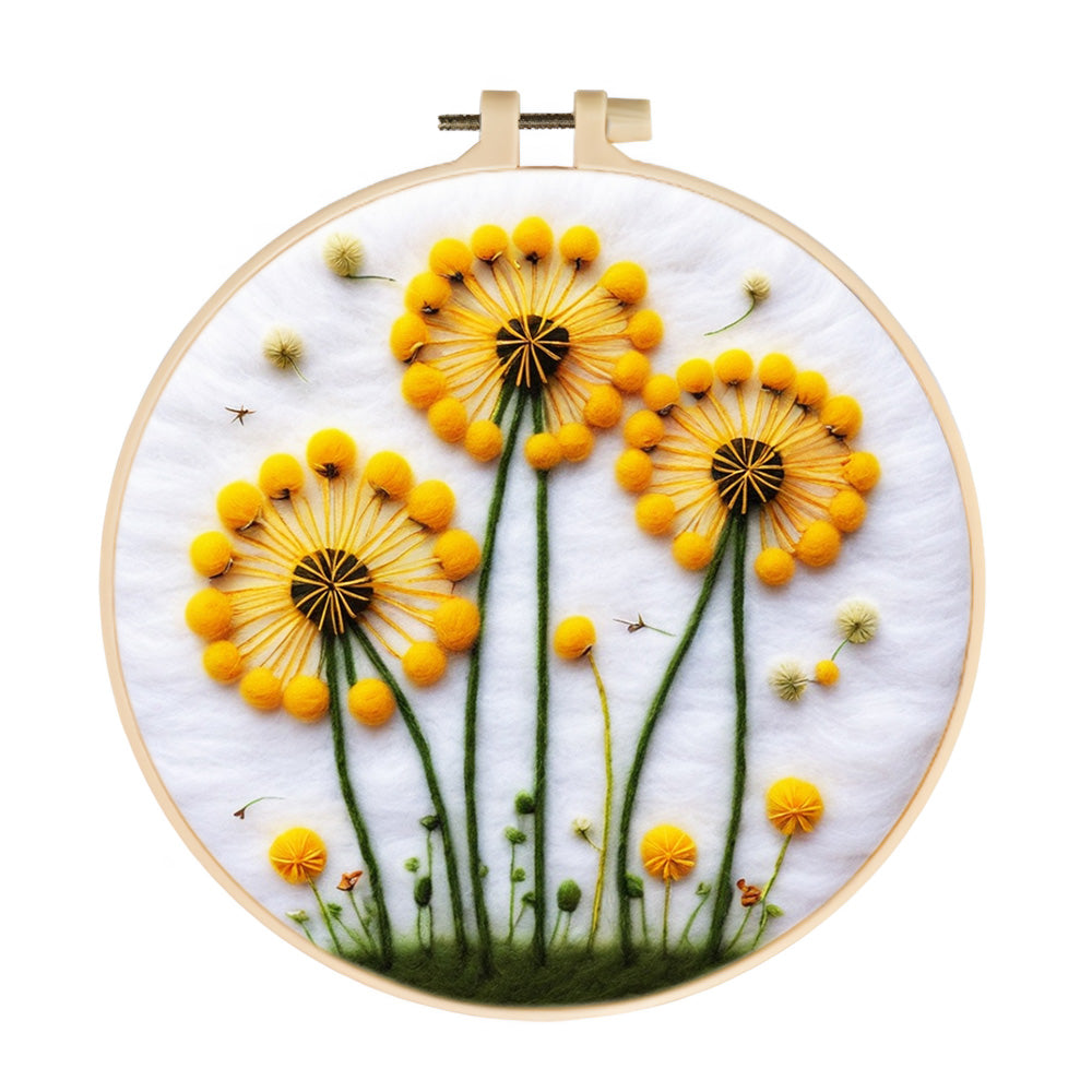 Yellow Dandelion Wool Needle Felting Painting Kit