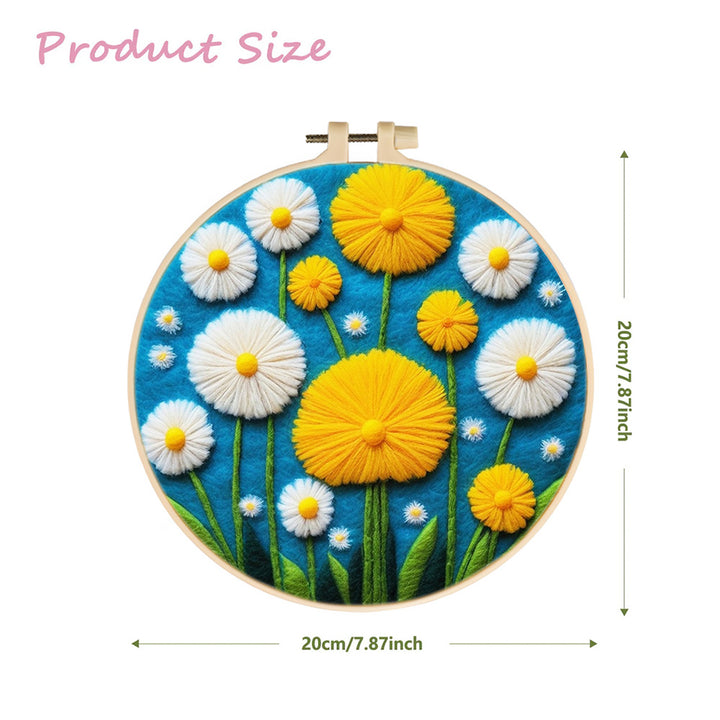 Yellow and White Dandelion Wool Needle Felting Painting Kit