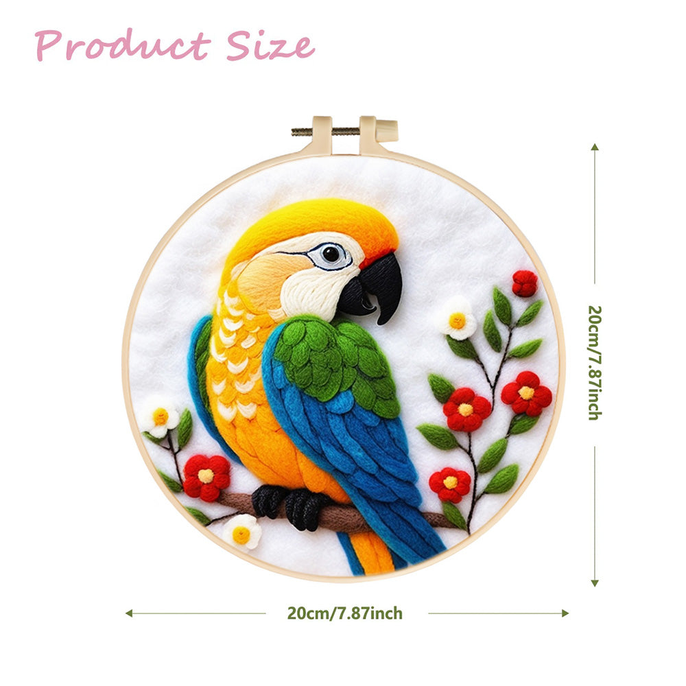 A Colorful Parrot on Flowering Branch Wool Needle Felting Painting Kit