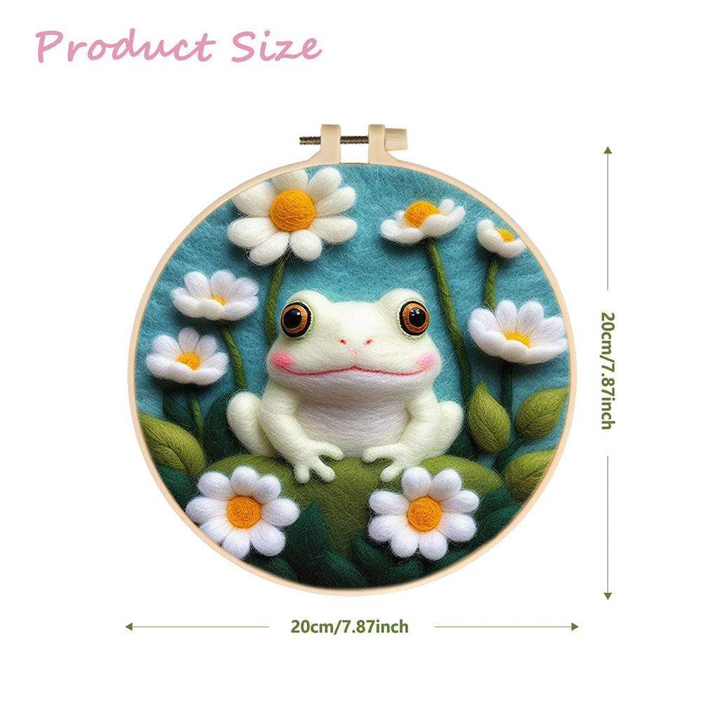 Happy Frog Sitting with Daisies Wool Needle Felting Painting Kit