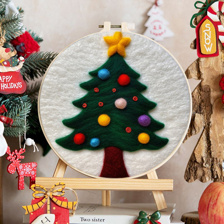 Decorated Christmas Tree Wool Needle Felting Painting Kit