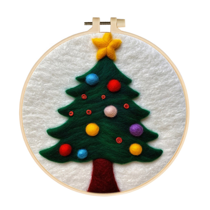 Decorated Christmas Tree Wool Needle Felting Painting Kit