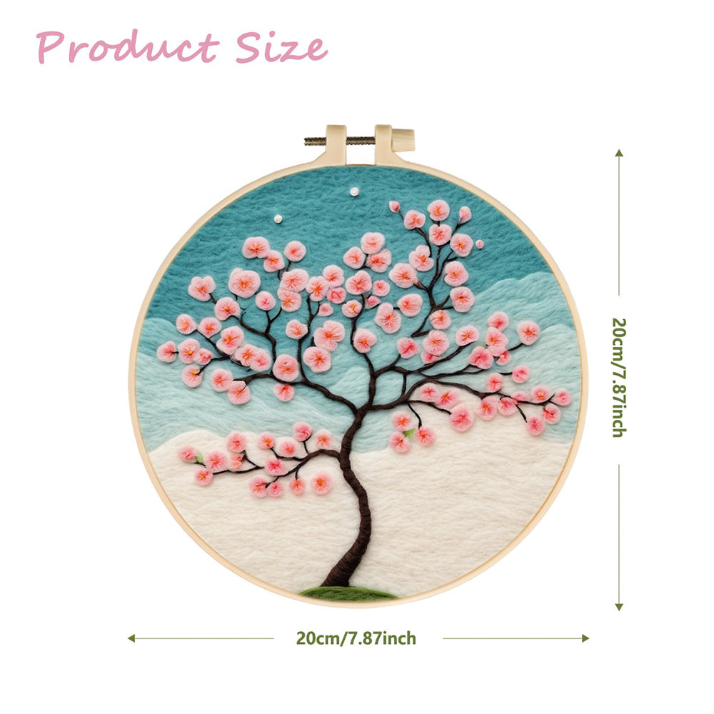 Cherry Blossom Tree Pale Sky Wool Needle Felting Painting Kit