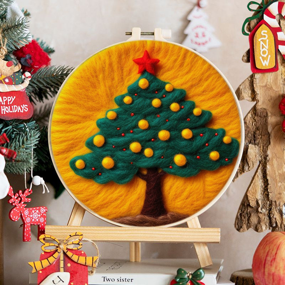 Warm Christmas Tree Wool Needle Felting Painting Kit