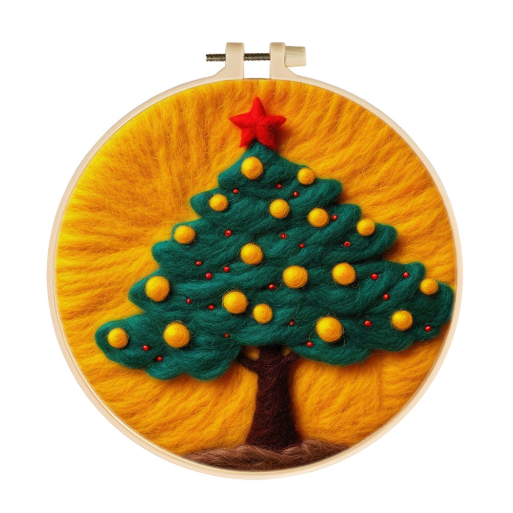 Warm Christmas Tree Wool Needle Felting Painting Kit