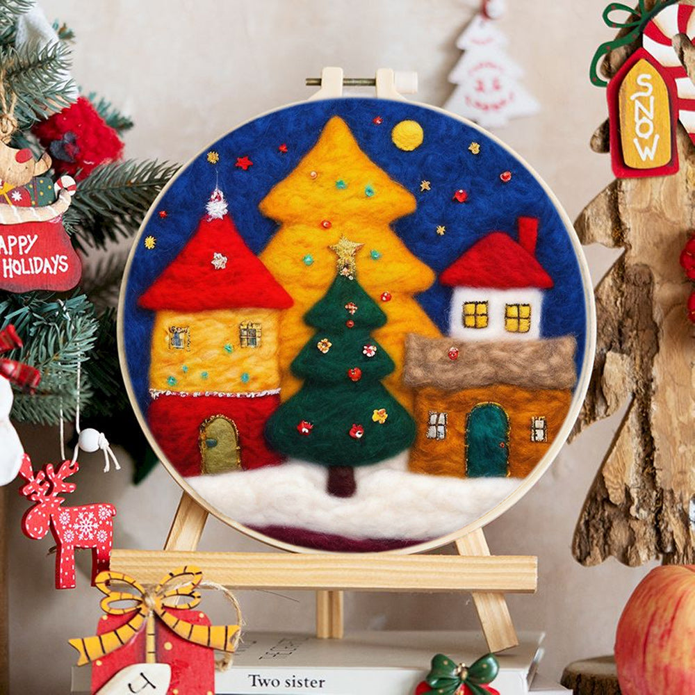 Fairy Tale Christmas Houses Wool Needle Felting Painting Kit