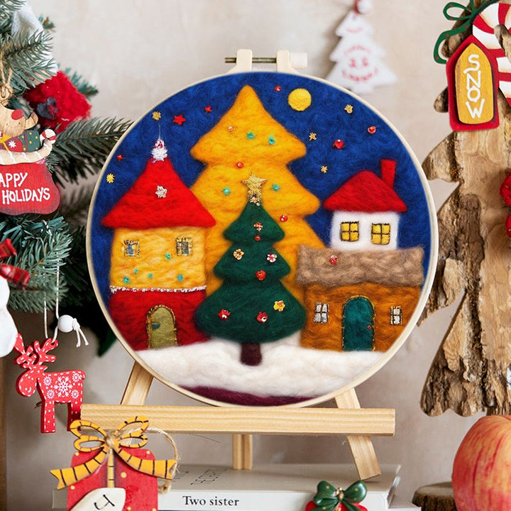 Fairy Tale Christmas Houses Wool Needle Felting Painting Kit