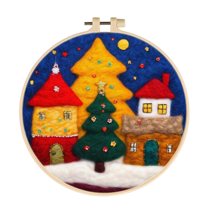 Fairy Tale Christmas Houses Wool Needle Felting Painting Kit