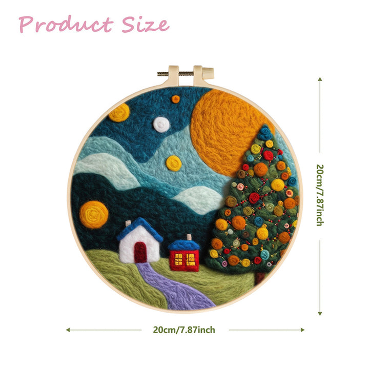 Colorful Trees and A Path Leading To The House Wool Needle Felting Painting Kit