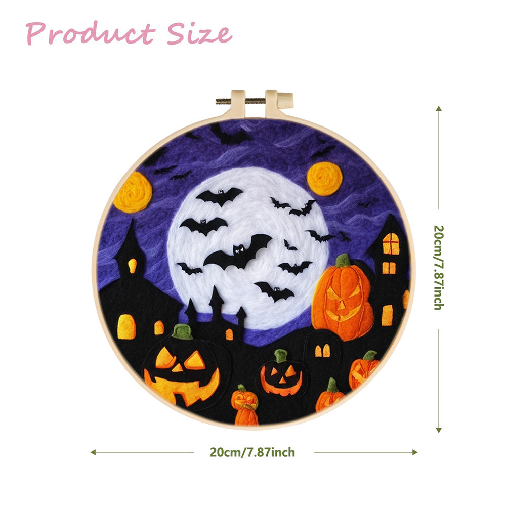Night of the Howling Bats and Pumpkins Wool Needle Felting Painting Kit
