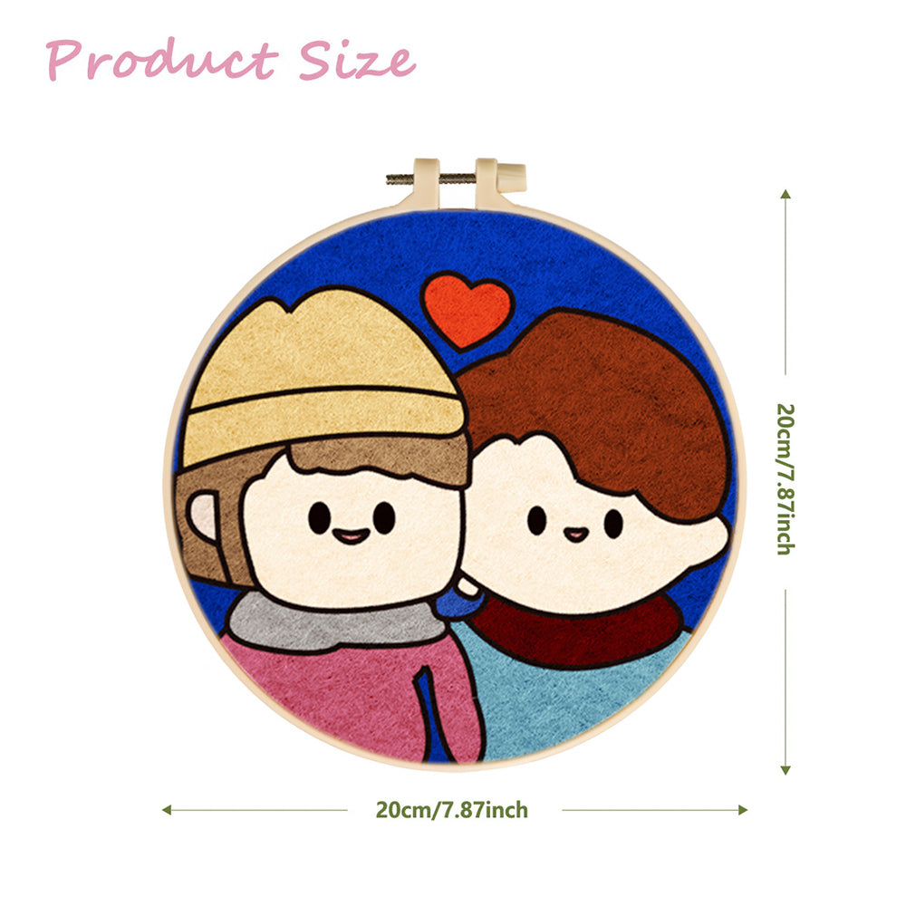 Smiling Couple Leaning Together Wool Needle Felting Painting Kit