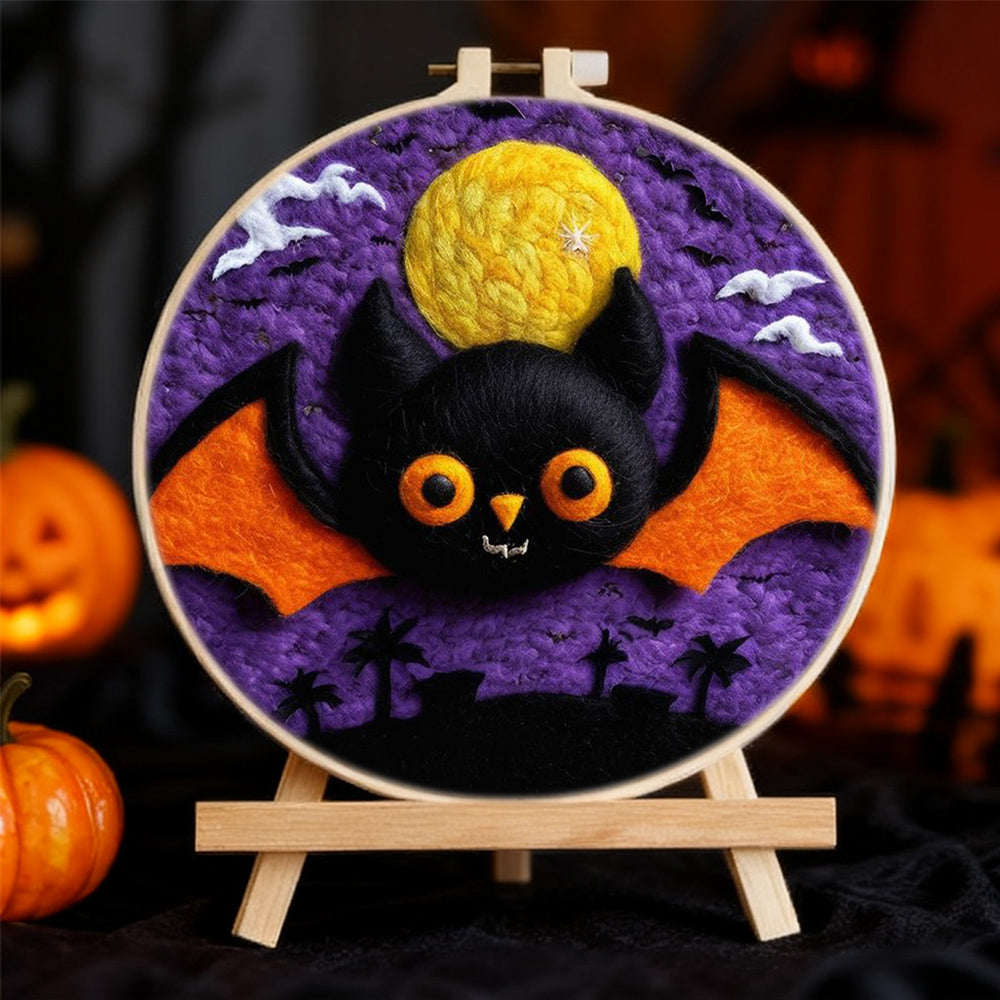 The Bat's Halloween Adventure Wool Needle Felting Painting Kit