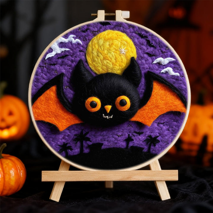 The Bat's Halloween Adventure Wool Needle Felting Painting Kit