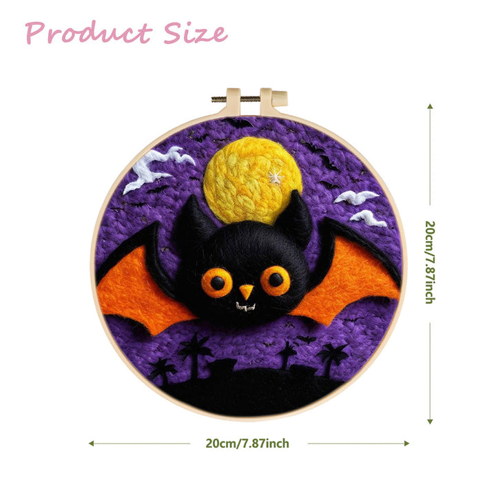 The Bat's Halloween Adventure Wool Needle Felting Painting Kit