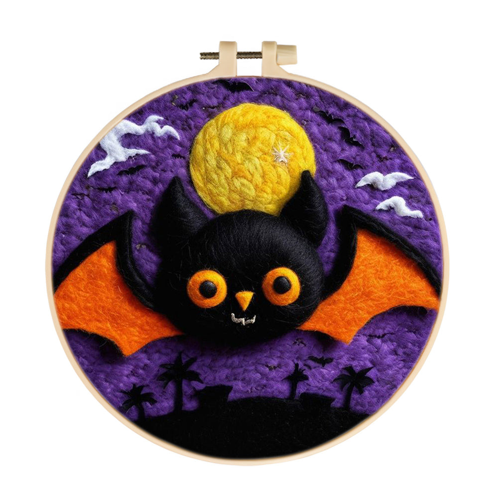 The Bat's Halloween Adventure Wool Needle Felting Painting Kit