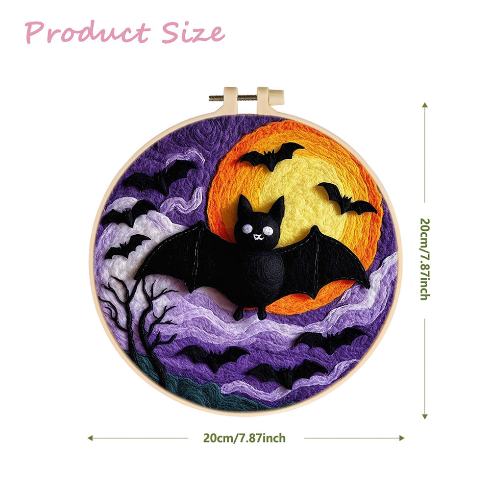 Bats Beneath the Halloween Moon Wool Needle Felting Painting Kit