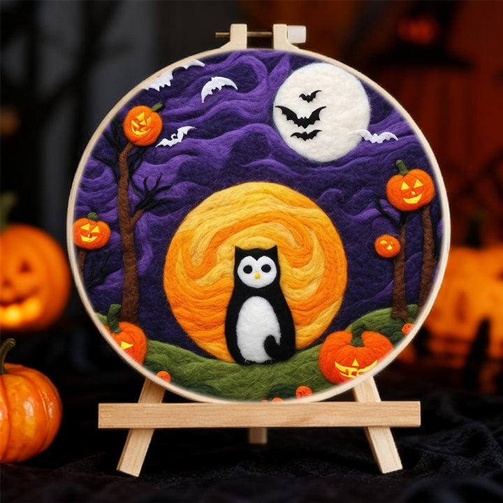 Halloween Owl Moon Night Wool Needle Felting Painting Kit