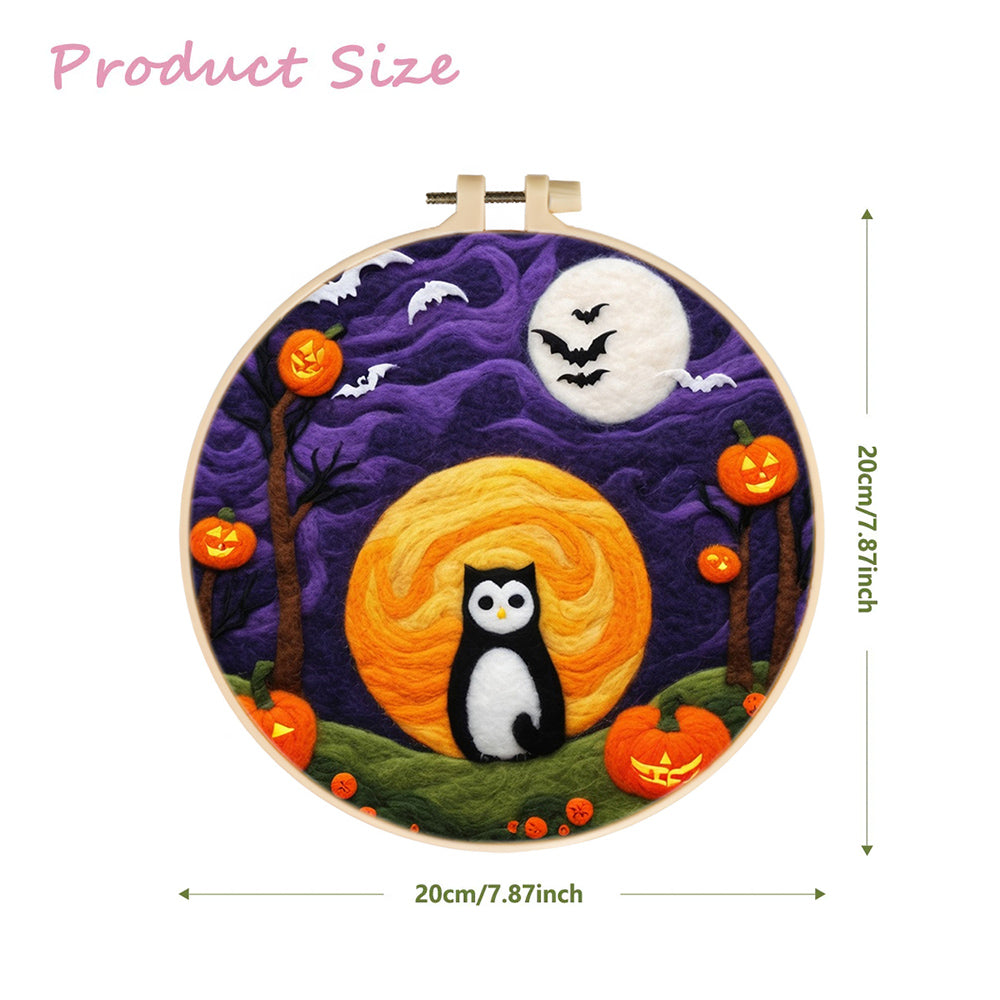 Halloween Owl Moon Night Wool Needle Felting Painting Kit