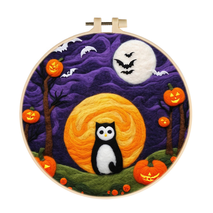 Halloween Owl Moon Night Wool Needle Felting Painting Kit