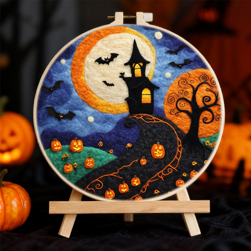 Halloween Winding Path to Castle Wool Needle Felting Painting Kit