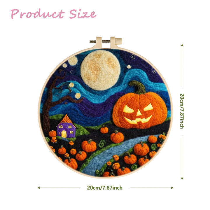 Halloween Pumpkins Under Full Moon Wool Needle Felting Painting Kit