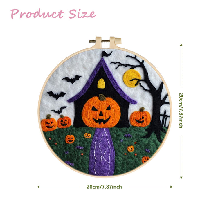 Halloween House with Pumpkins Wool Needle Felting Painting Kit
