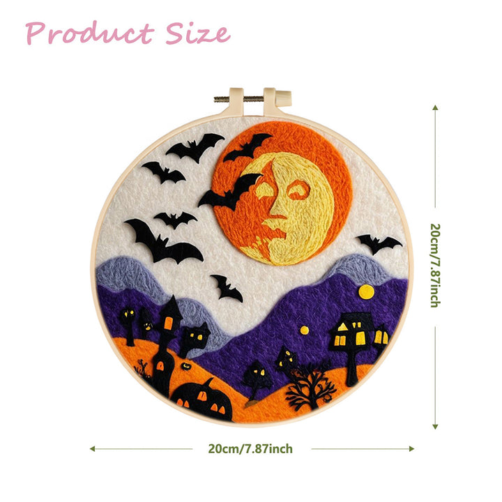 Halloween Full Moon with Bats Wool Needle Felting Painting Kit
