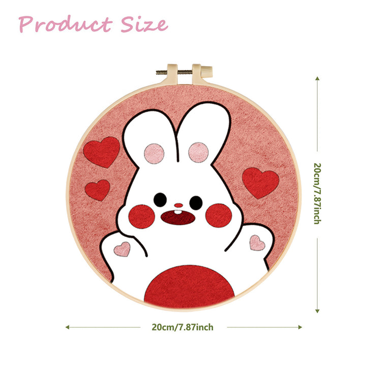 Sweet Bunny Smiling with Hearts Wool Needle Felting Painting Kit