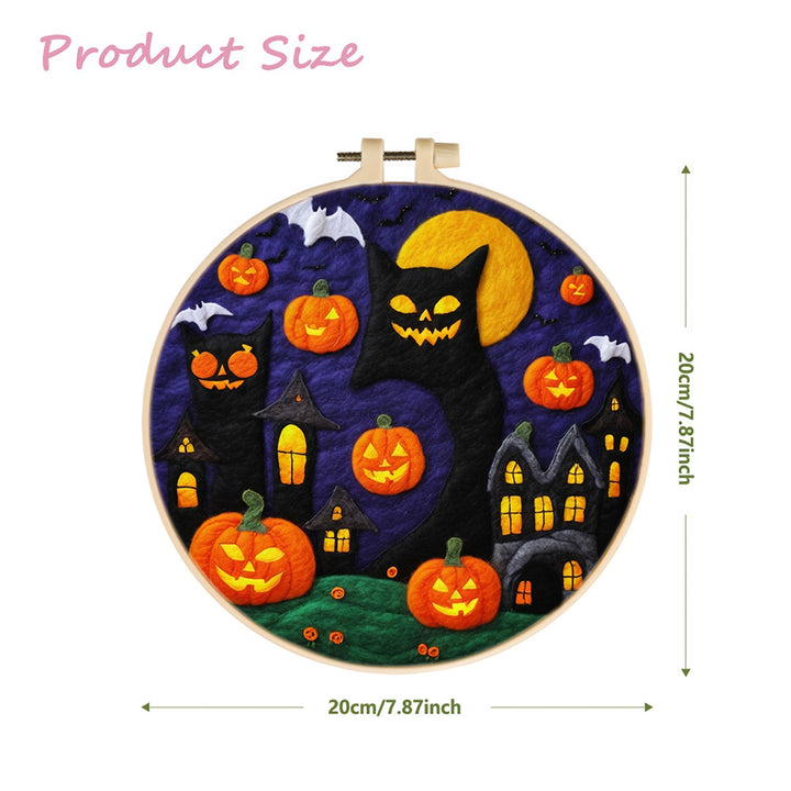 Halloween Pumpkins and Bat Houses Wool Needle Felting Painting Kit