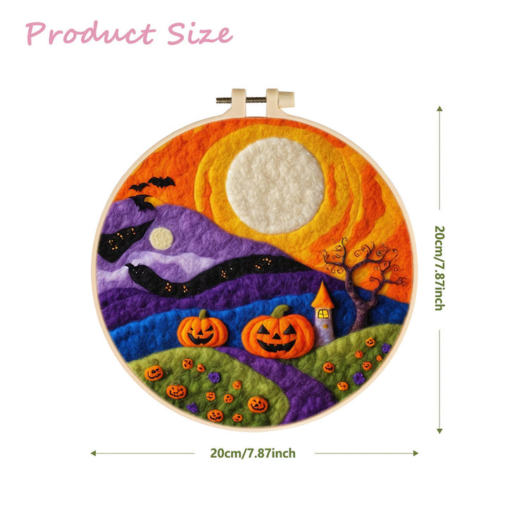 Halloween Moon above Rolling Mountains Wool Needle Felting Painting Kit