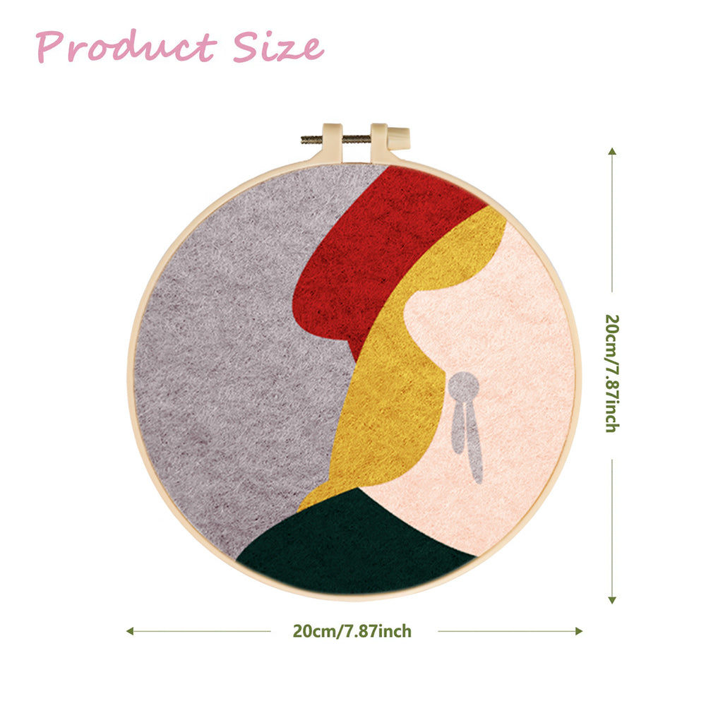 Soft Female Profile in Red Hat Wool Needle Felting Painting Kit