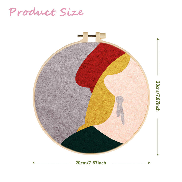 Soft Female Profile in Red Hat Wool Needle Felting Painting Kit