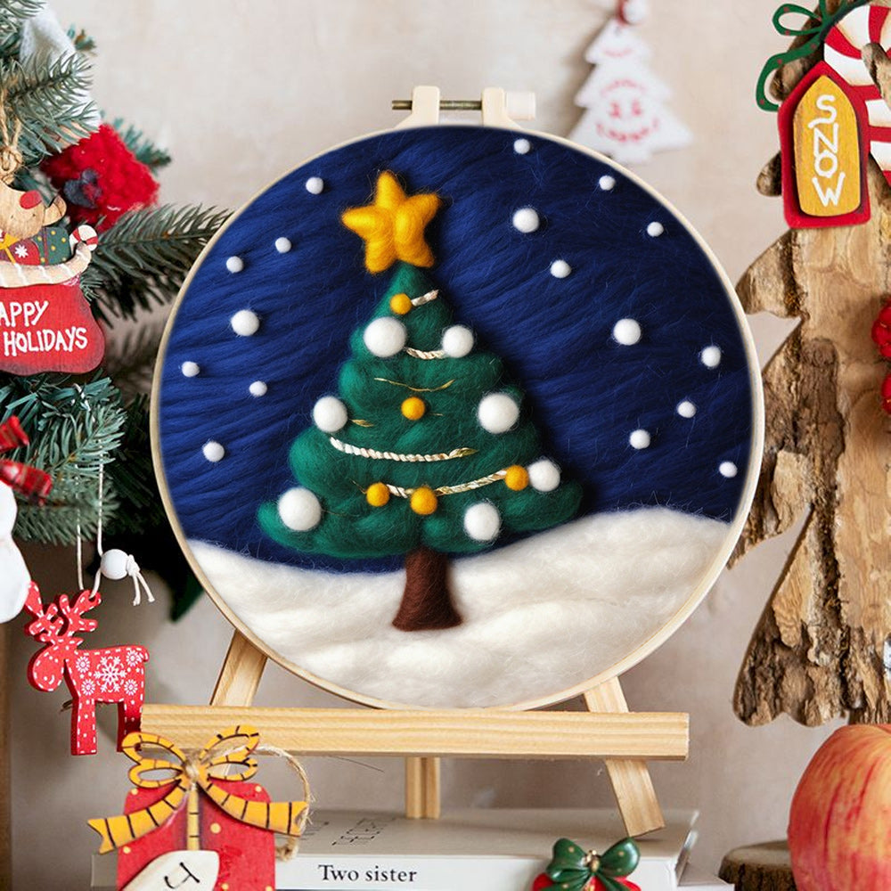 Starlight Christmas Tree Wool Needle Felting Painting Kit