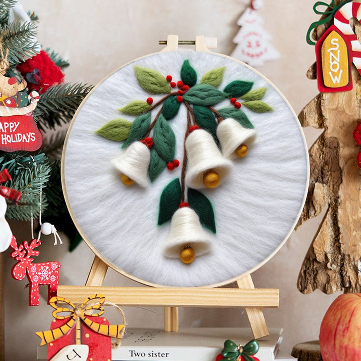 White Bells & Leaves Wool Needle Felting Painting Kit