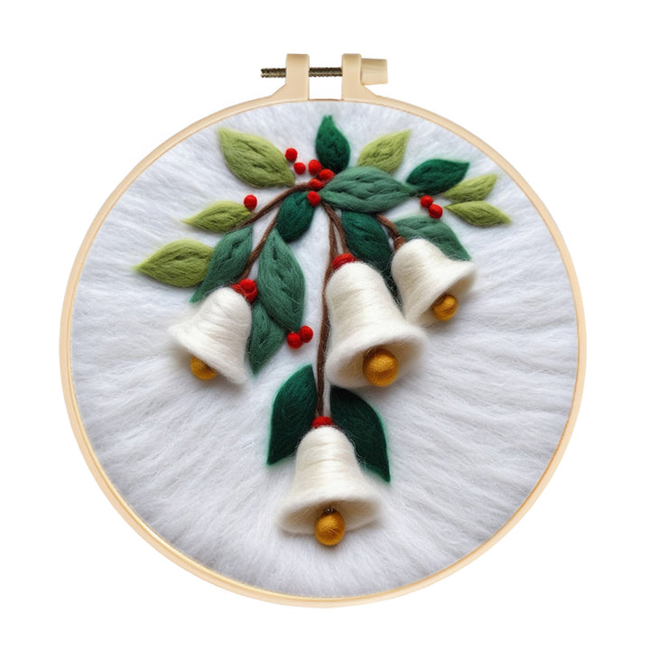 White Bells & Leaves Wool Needle Felting Painting Kit