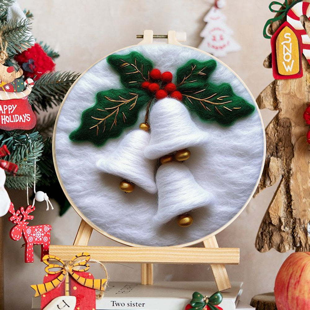 Holly & White Bells Wool Needle Felting Painting Kit