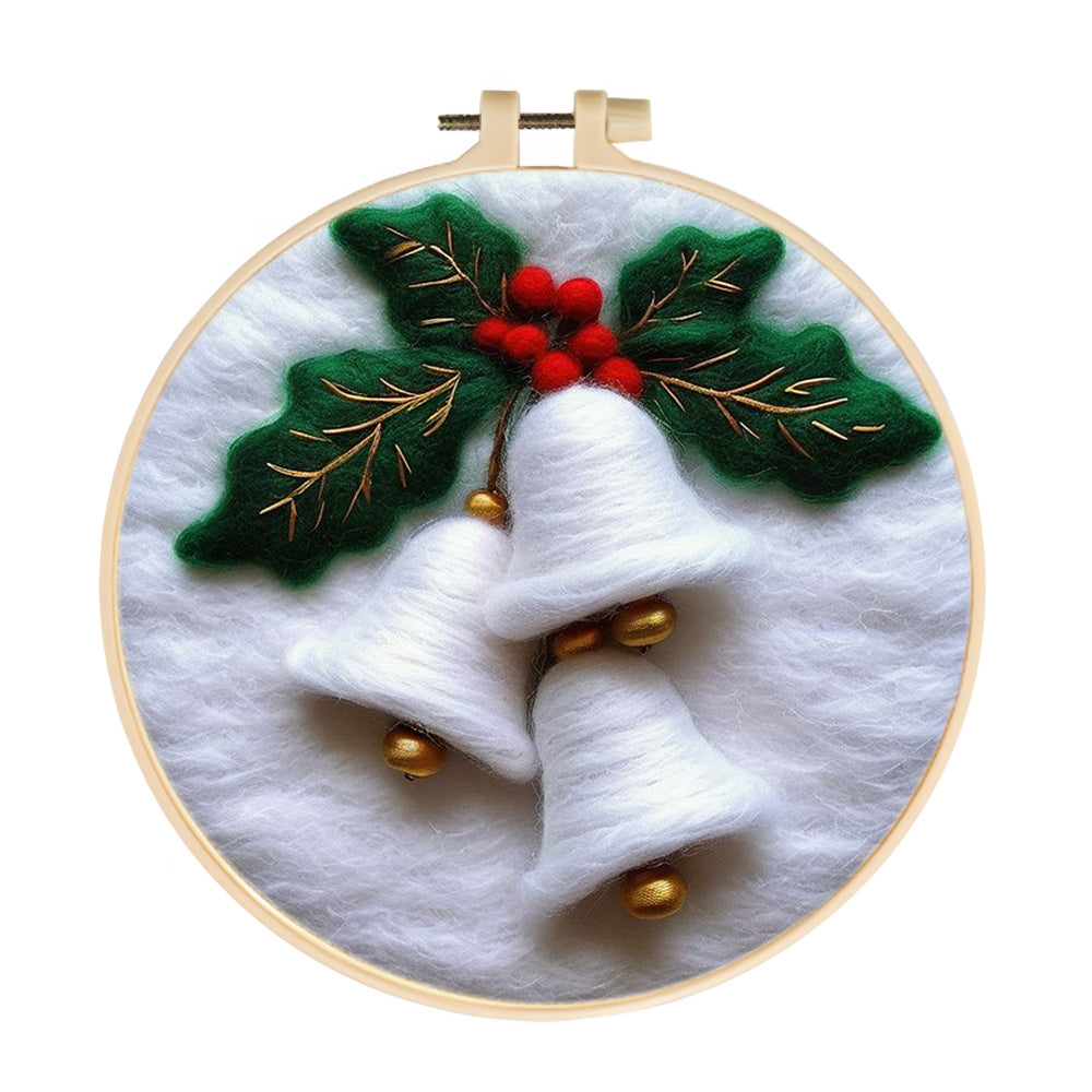 Holly & White Bells Wool Needle Felting Painting Kit