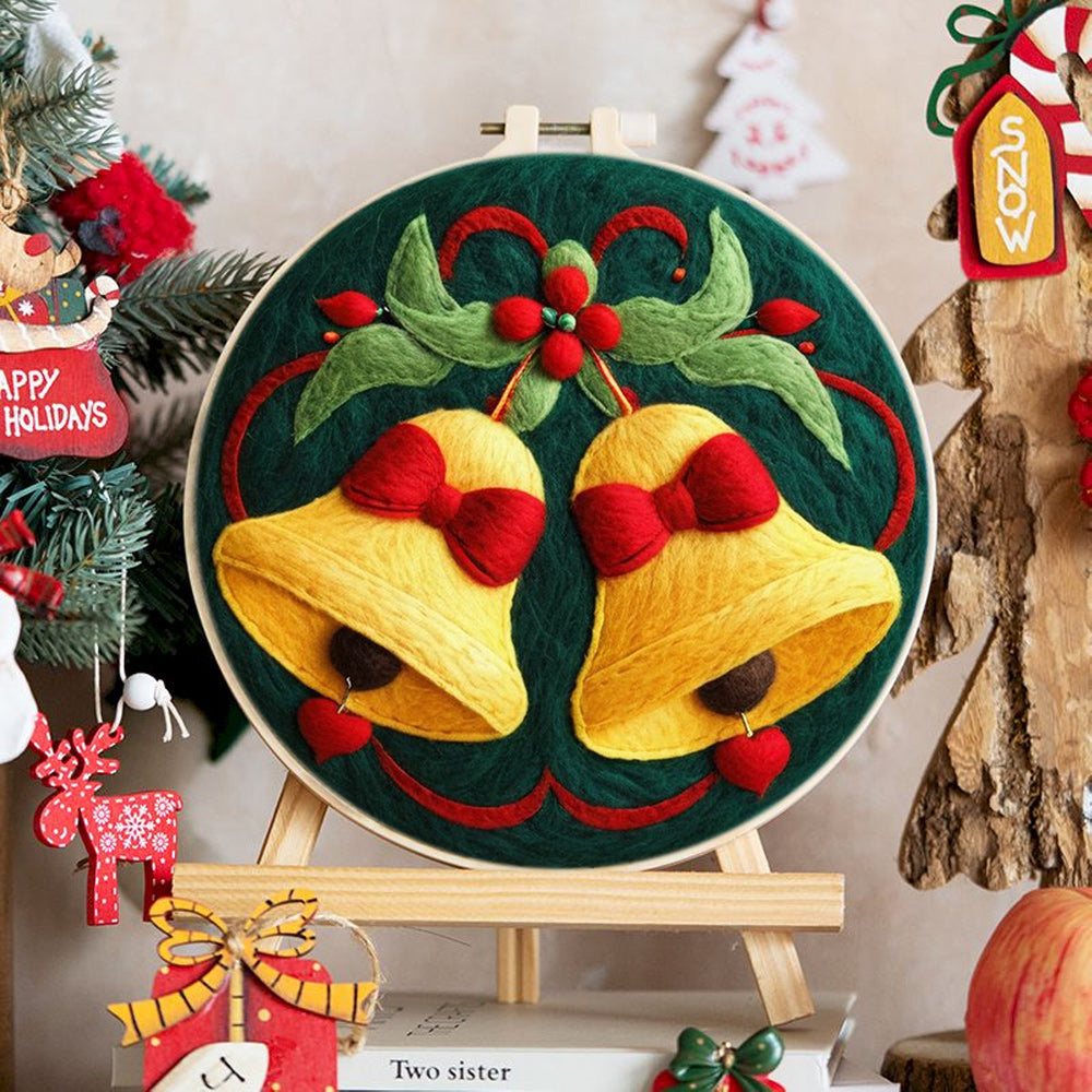 Yellow Bells with Bows Wool Needle Felting Painting Kit