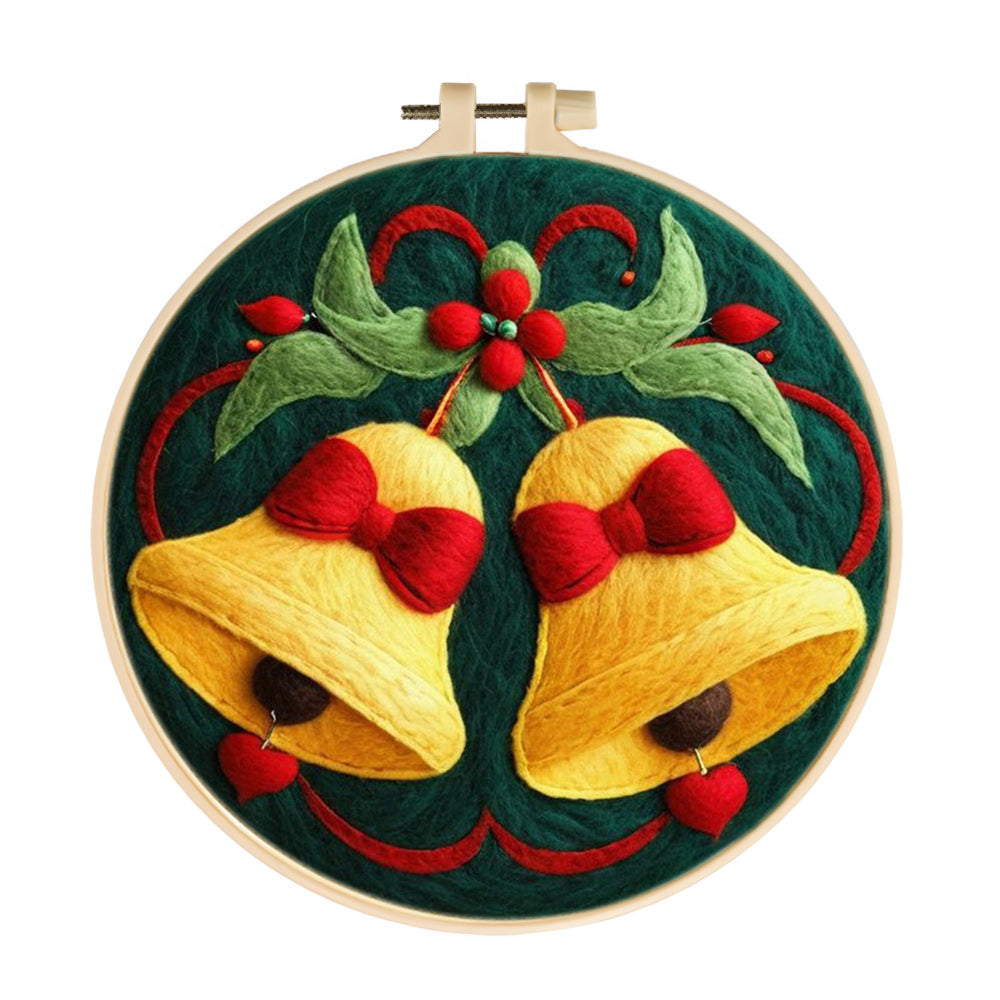 Yellow Bells with Bows Wool Needle Felting Painting Kit