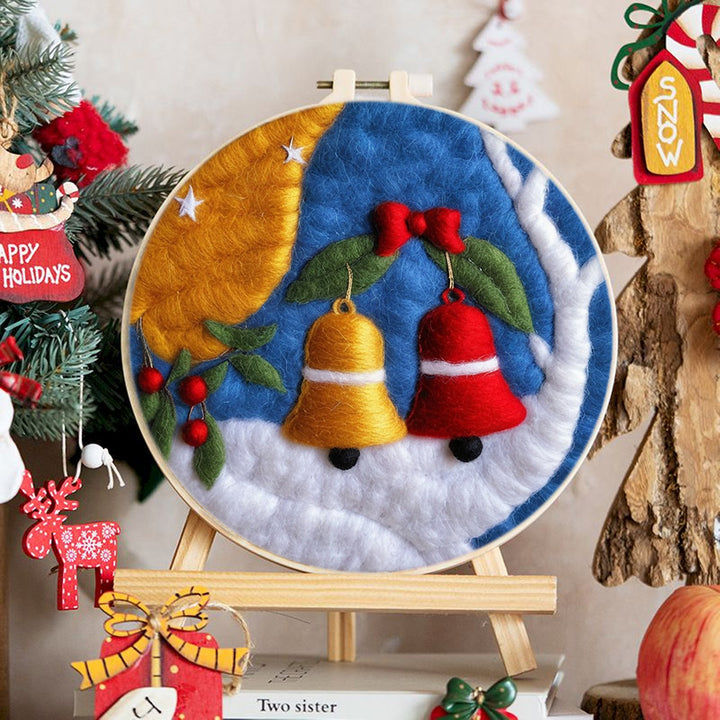 Two Bells in Snow Wool Needle Felting Painting Kit
