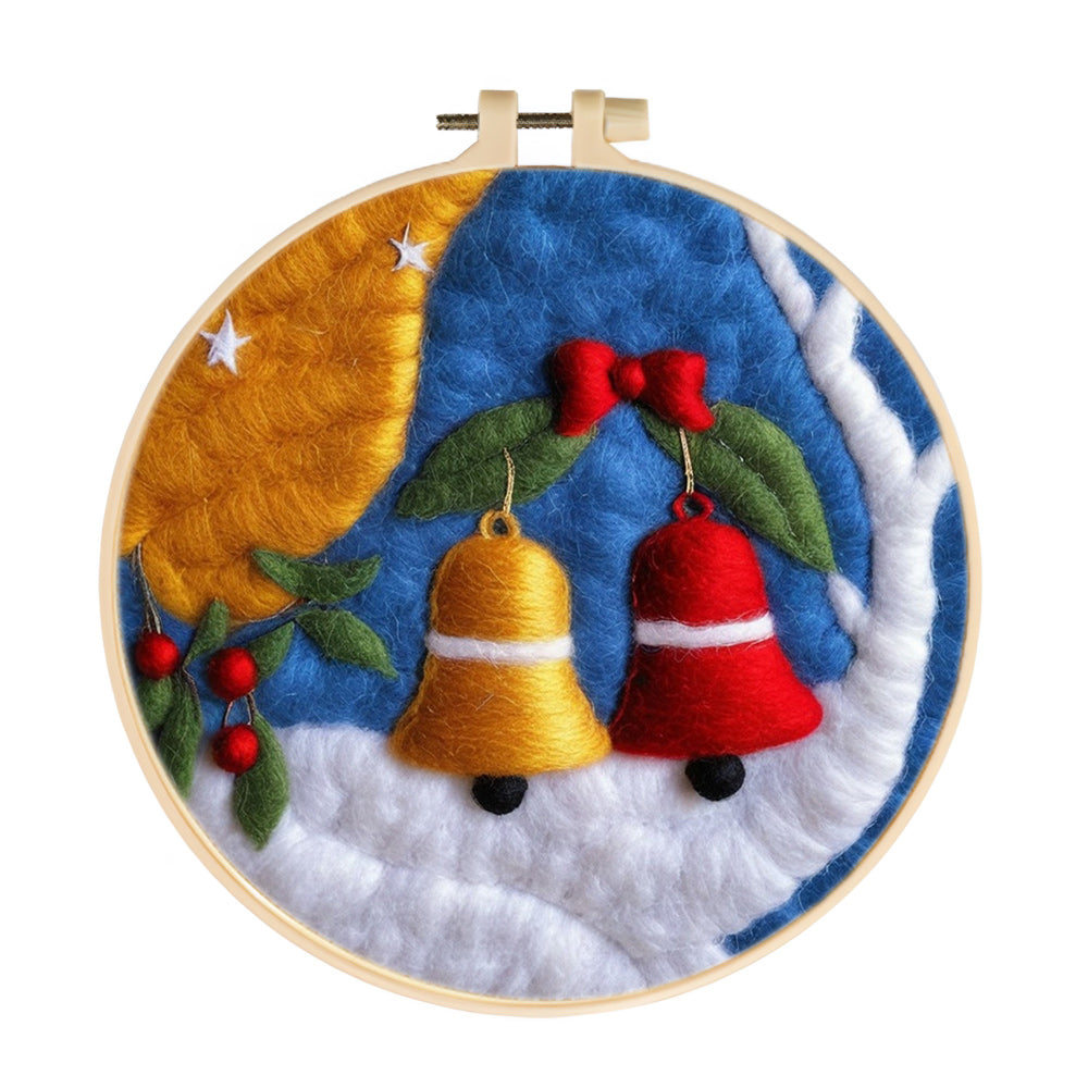 Two Bells in Snow Wool Needle Felting Painting Kit