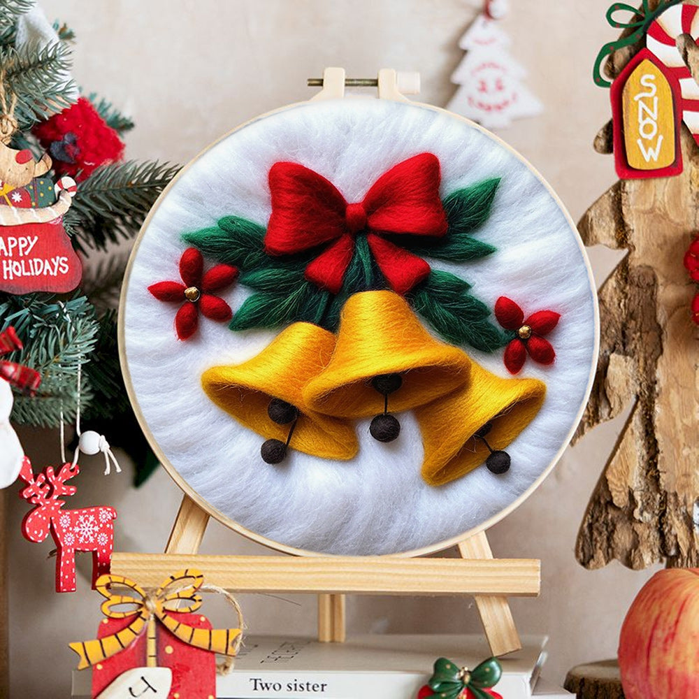 Yellow Bells & Poinsettias Wool Needle Felting Painting Kit